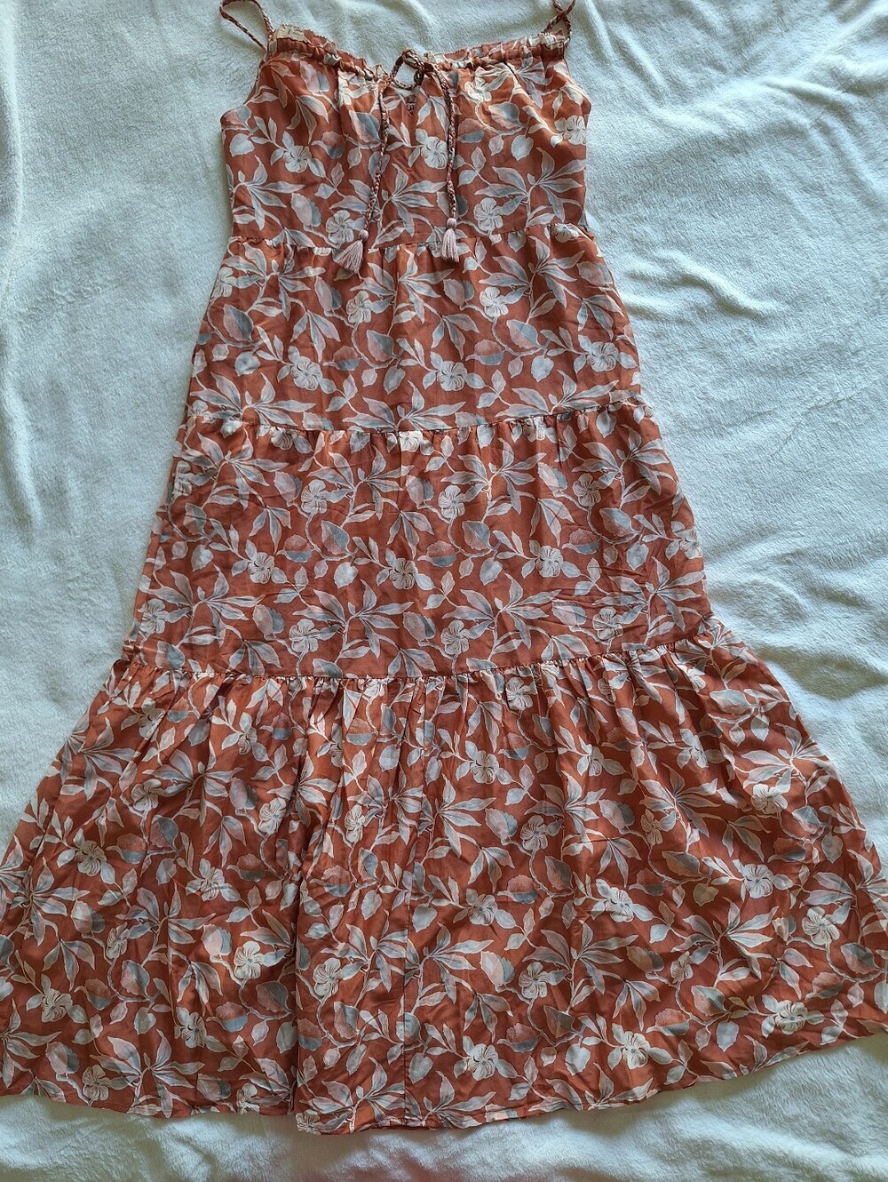 NWT Faherty Sun Chaser Maxi Dress Peach Floral Cotton Silk XS $328